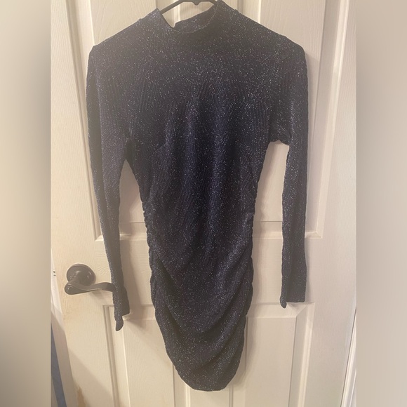 Navy sparkly bodycon dress with key - Picture 1 of 5
